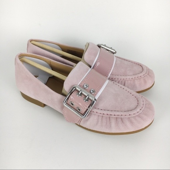 UGG Womens Size 5 Charlotte Pink Suede Leather Moc Toe Slip On Loafers Shoes‎ - Picture 2 of 8
